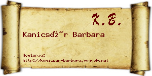 Kanicsár Barbara névjegykártya